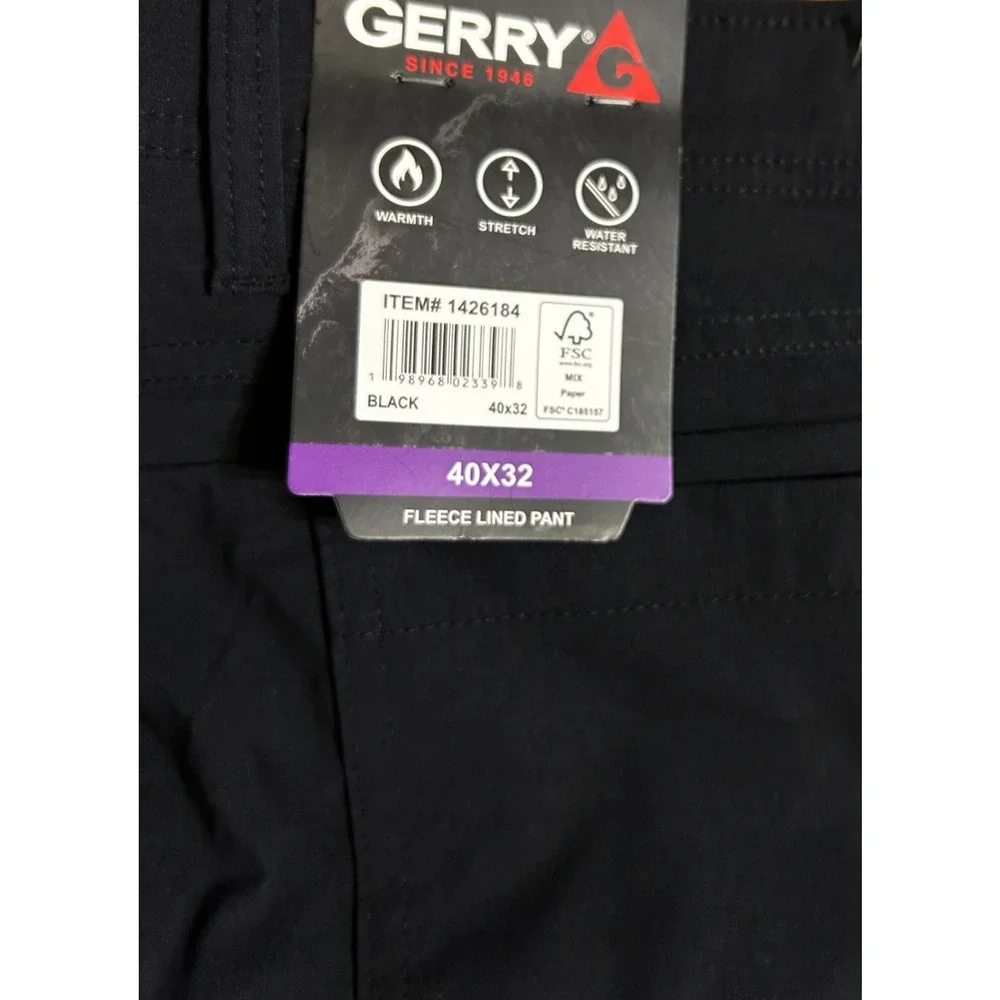 Gerry Men's Fleece Lined Pant Black Size 40x32